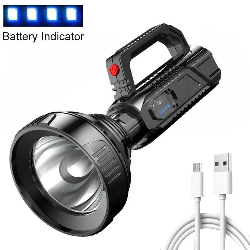 torche rechargeable led noire camping pêche hikking durable étanche moderne