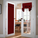 rideau porte double vitrage tissu polyester opaque decoratif bandeau fronce couleur gris foncé rouge