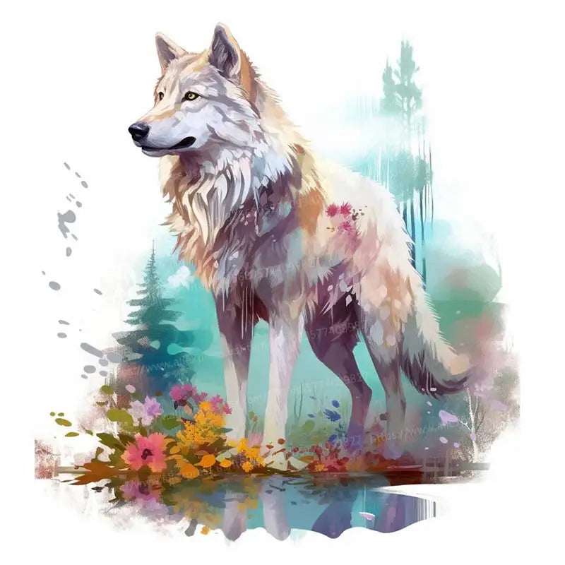 autocollant mural loup aquarelle décoration chambre enfant salon sticker animal décoratif mural artistique