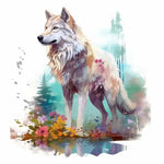 autocollant mural loup aquarelle décoration chambre enfant salon sticker animal décoratif mural artistique