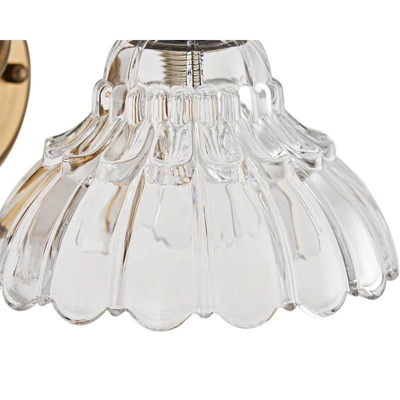 lampe murale or antique verre transparent nervures vintage éclairage quotidien moderne fixée mur interrupteur