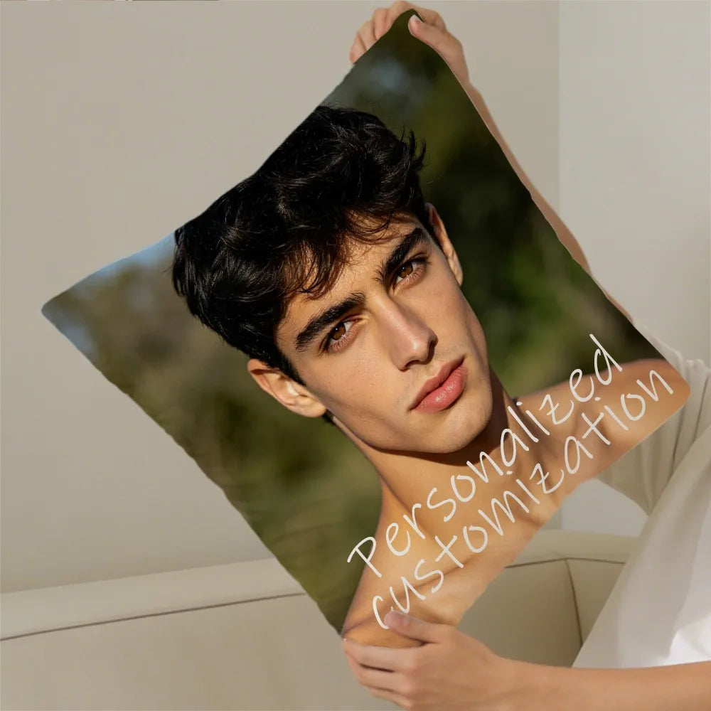 taie d'oreiller personnalisée photo homme noir moderne douce polyester coton noir beige lit ultraconfortable