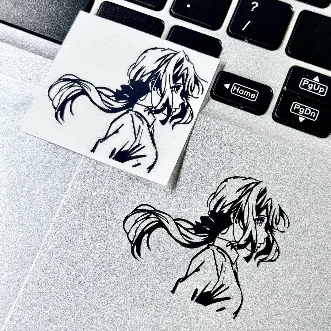 autocollants dessin animé personnage cheveux longs adhésifs métalliques maison téléphone ordinateur miroir