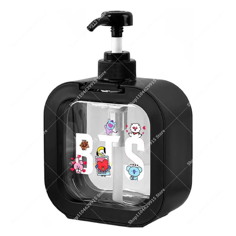distributeur savon liquide pompe plastique rose transparent personnage animé mignon bouteille shampoing mains cadeau