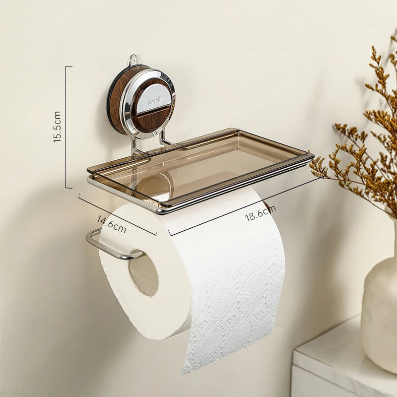 porte serviettes mural adhésif miroir rond support papier toilette moderne minimaliste marron noir beige