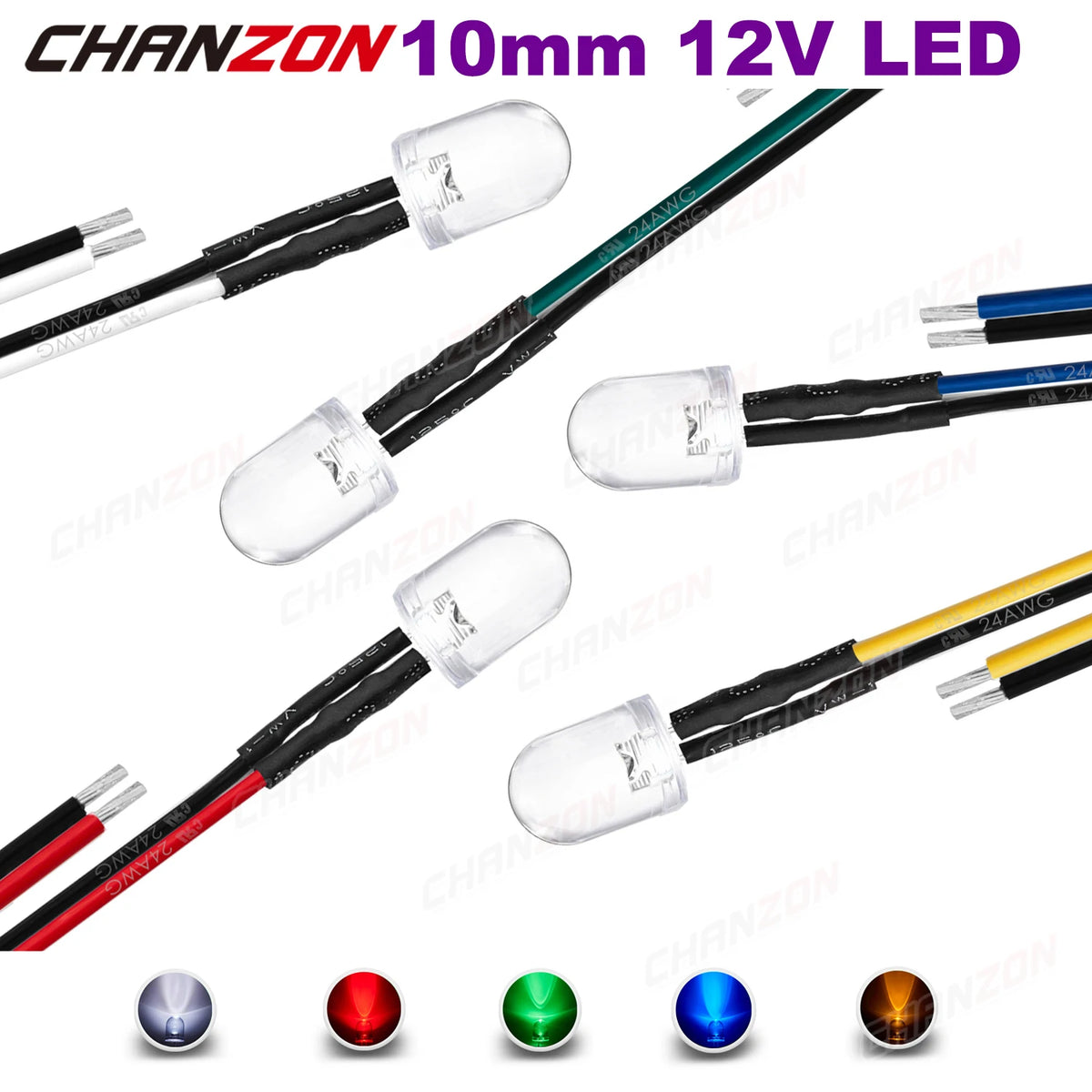 LED préamorties 10mm blanc rouge vert bleu jaune câble préinstallé résistance intégrée modernes