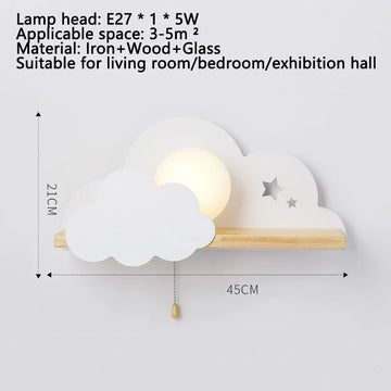 lampe murale moderne nuages étoiles rose blanc bébé chambre éclairage quotidien led 220v