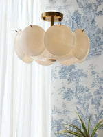 suspension lumineuse moderne blanc doré ronds translucides cuisine salle manger chambre coucher
