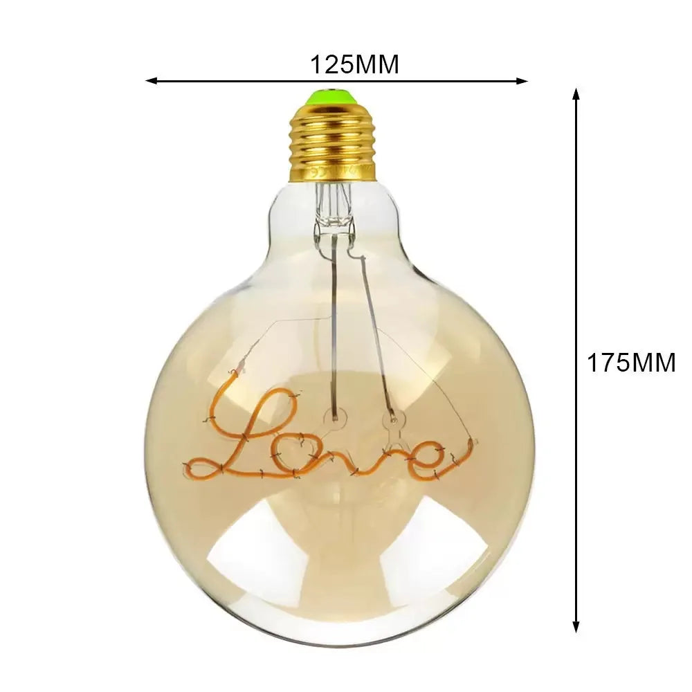 ampoule led filament transparente dorée love dream note vintage métallique moderne chambre 220v