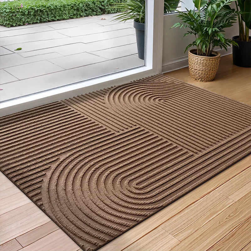 tapis d'entrée moderne anti dérapant polyester résistant saleté taille 45x75cm 60x90cm marron gris noir