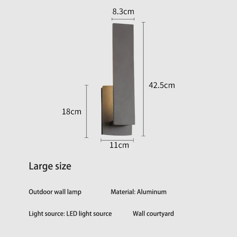 applique murale extérieure moderne aluminium noir lumiere led jaune orangé minimaliste fixations murales