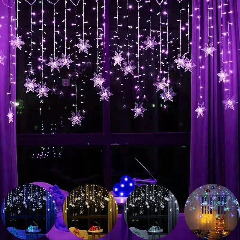 guirlande lumineuse flocons neige blanc multicolore clignotante mode décoration noël mariage anniversaire événement
