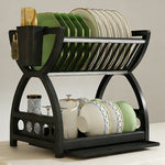 étagère vaisselle moderne noir sans motif assiettes tasses bols cuillères brosse pot cuillères rangement