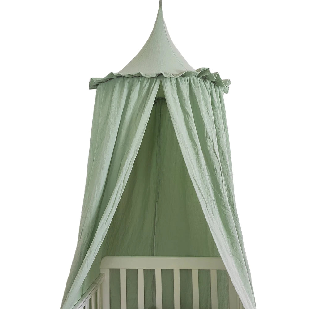 canopée lit bébé coton beige vert rose opacité classique doux plissé quatre saisons