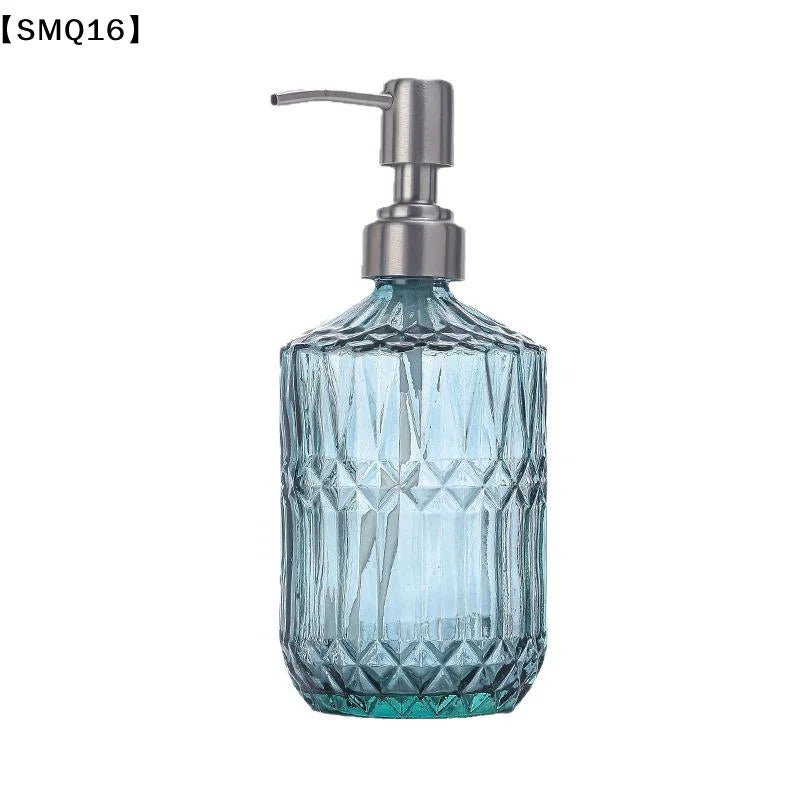 distributeur savon liquide bleu clair moderne texture géométrique noir gris