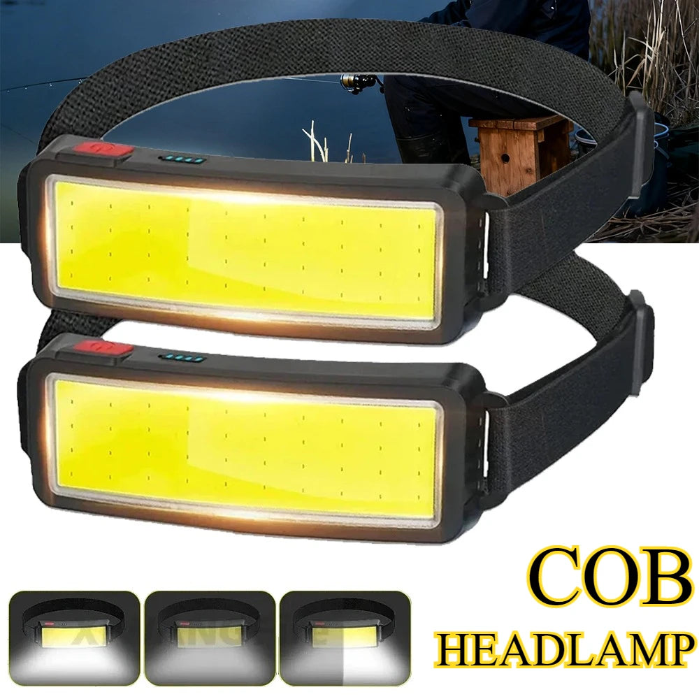 lampe frontale led rechargeable camping pêche haute puissance noir jaune étanche adjustable