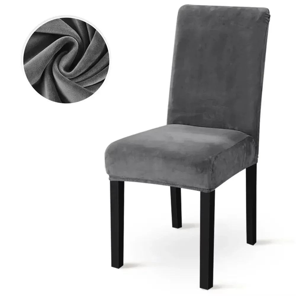 housse chaise velours doux moderne élastique beige gris ajustée chaise mariage banquet