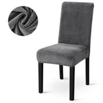 housse chaise velours doux moderne élastique beige gris ajustée chaise mariage banquet
