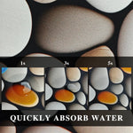 Des pierres et de l'eau s'absorbent rapidement dans cette image, illustrant le concept de l'absorption rapide de l'eau.