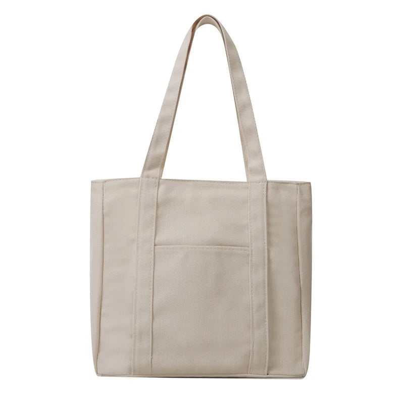 sac main noir beige moderne casual toile uni poche fermeture éclair poignées détachables