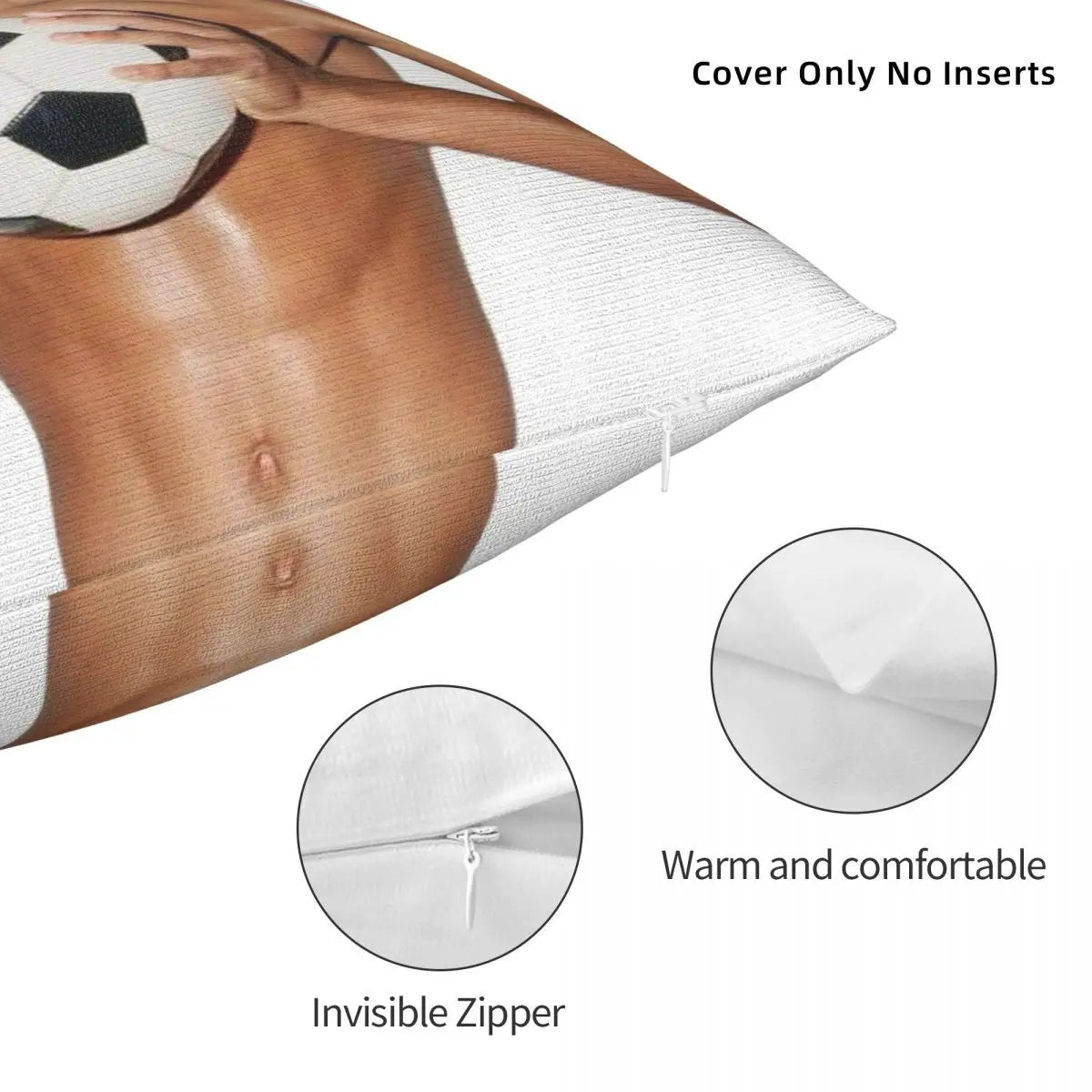 taies d'oreiller polyester coton motif football blanc moderne 45x45cm zip invisible