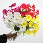 bouquet fleurs artificielles violettes blanches jaunes rouges petunia modernes decoration maison mariage anniversaire 35cm