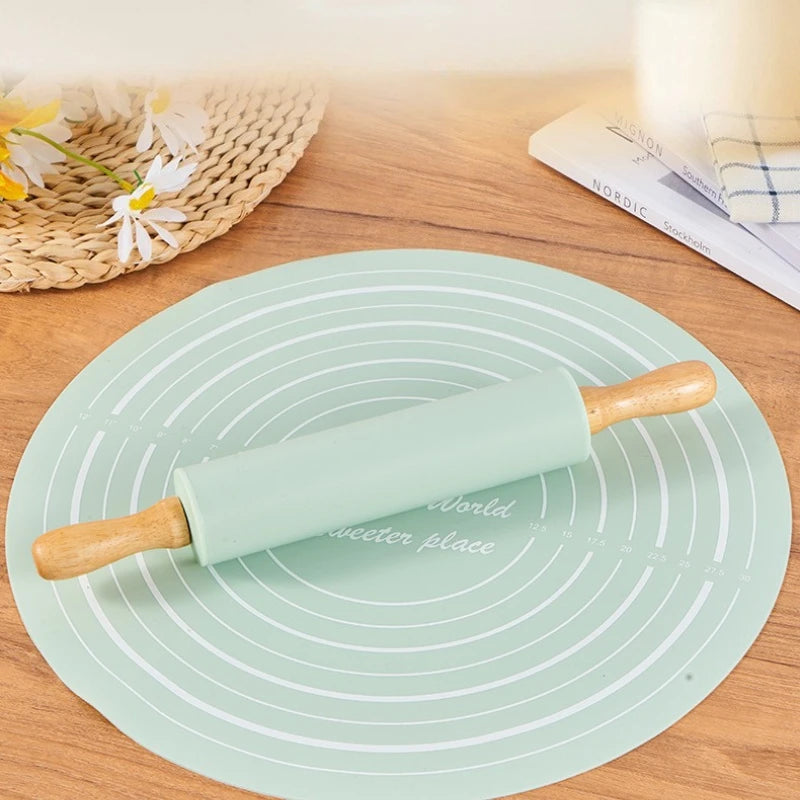 tapis rouleau pâte silicone vert pastel lignes graduées blancs planche moderne cuisine pâtisserieoutilculinaire