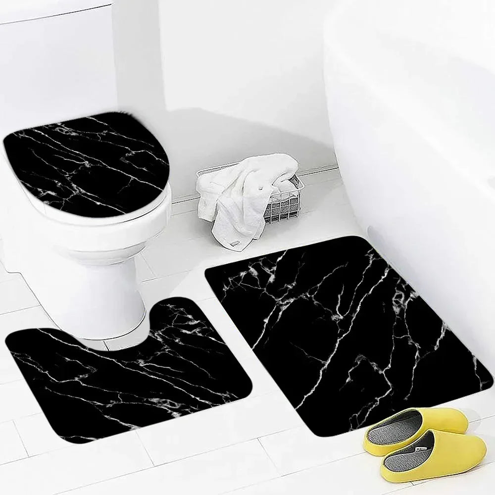 tapis toilette moderne marbre abstrait bleu vert violet non glissant salle bain ensemble pièces