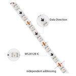 ruban led flexible multicolore 160 led 5v 12v intelligent changement couleur techno