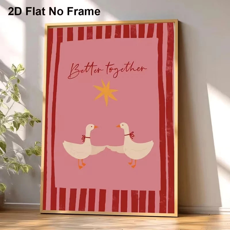 affiche moderne rose canards better together texte minimaliste chambre salon decoration