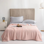 couverture coton doublon 100% coton bleu violet vert blanc moderne fixée boutons