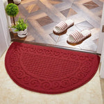 tapis sol antidérapant demi cercle texturé bordure ornée noir rouge vert marronintérieur porte