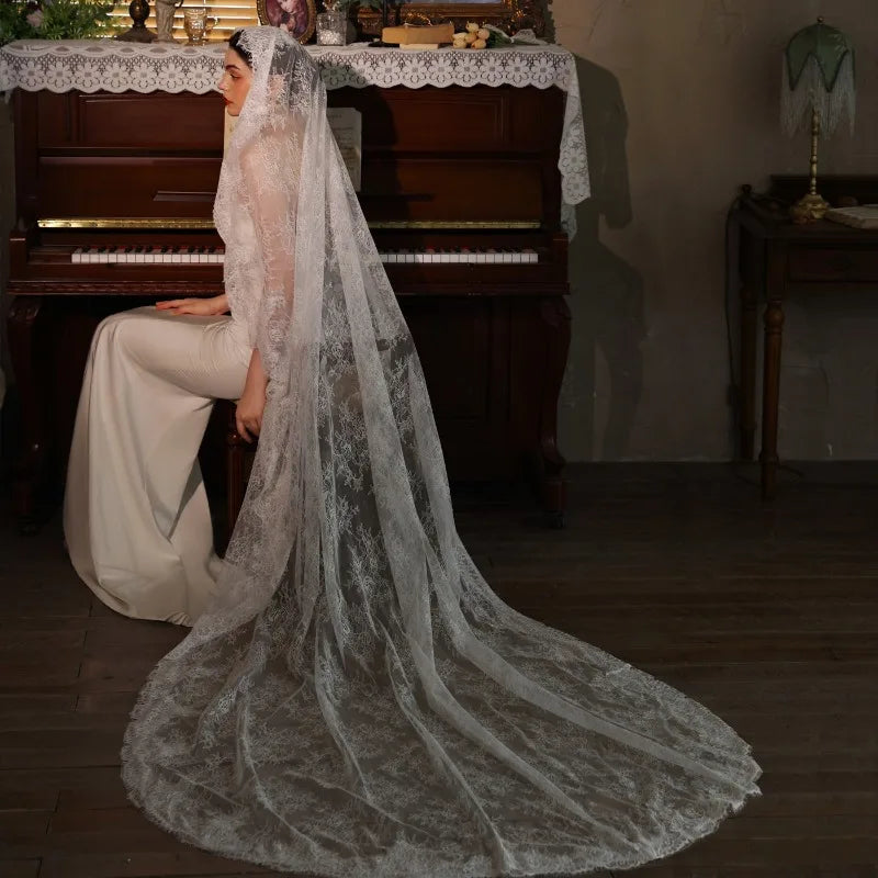 voile mariée blanc dentelle fine classique translucide longueur 230cm erotique vintage flore