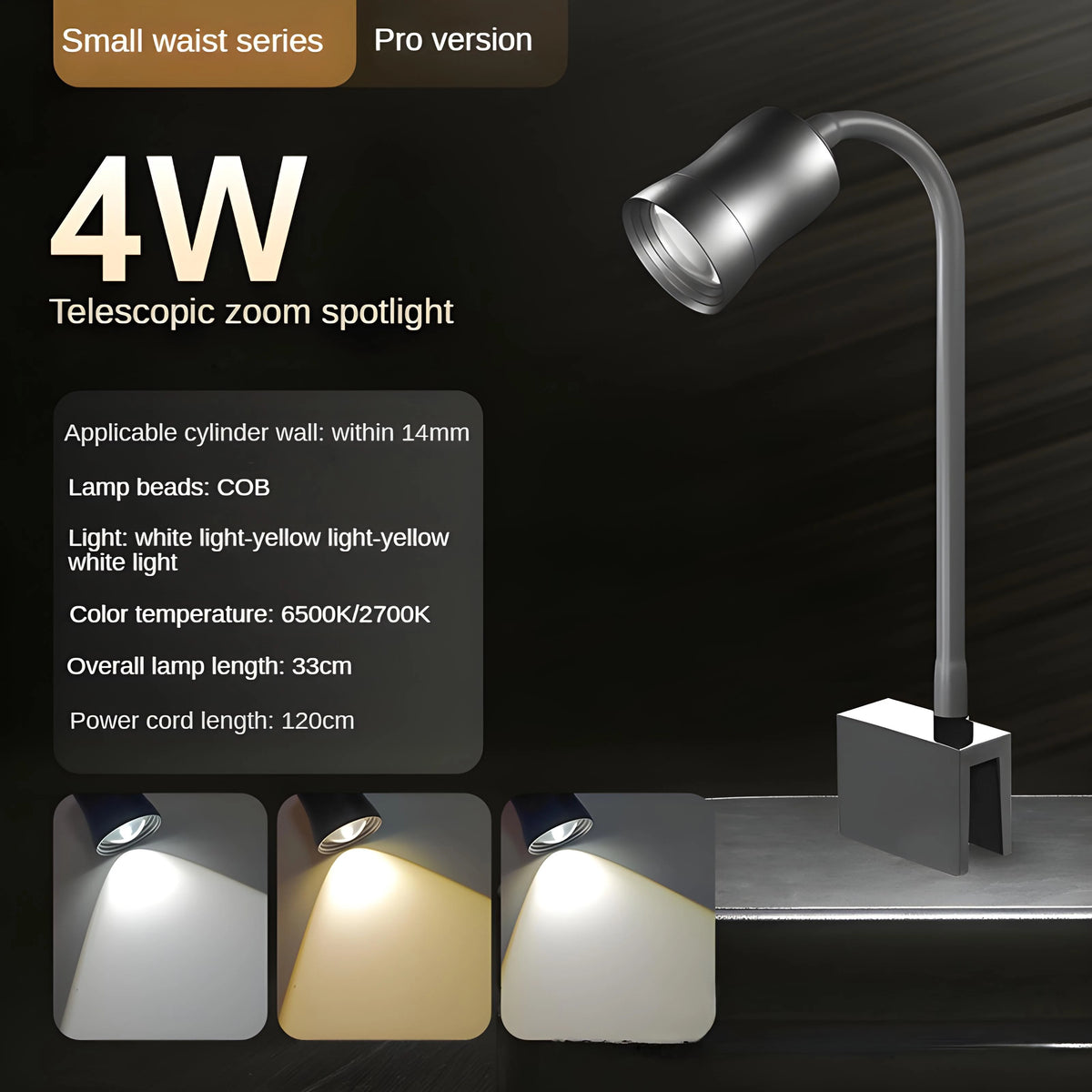 lampe poche argentée moderne 17watts 210v 240v base carrée câble noir variable focus