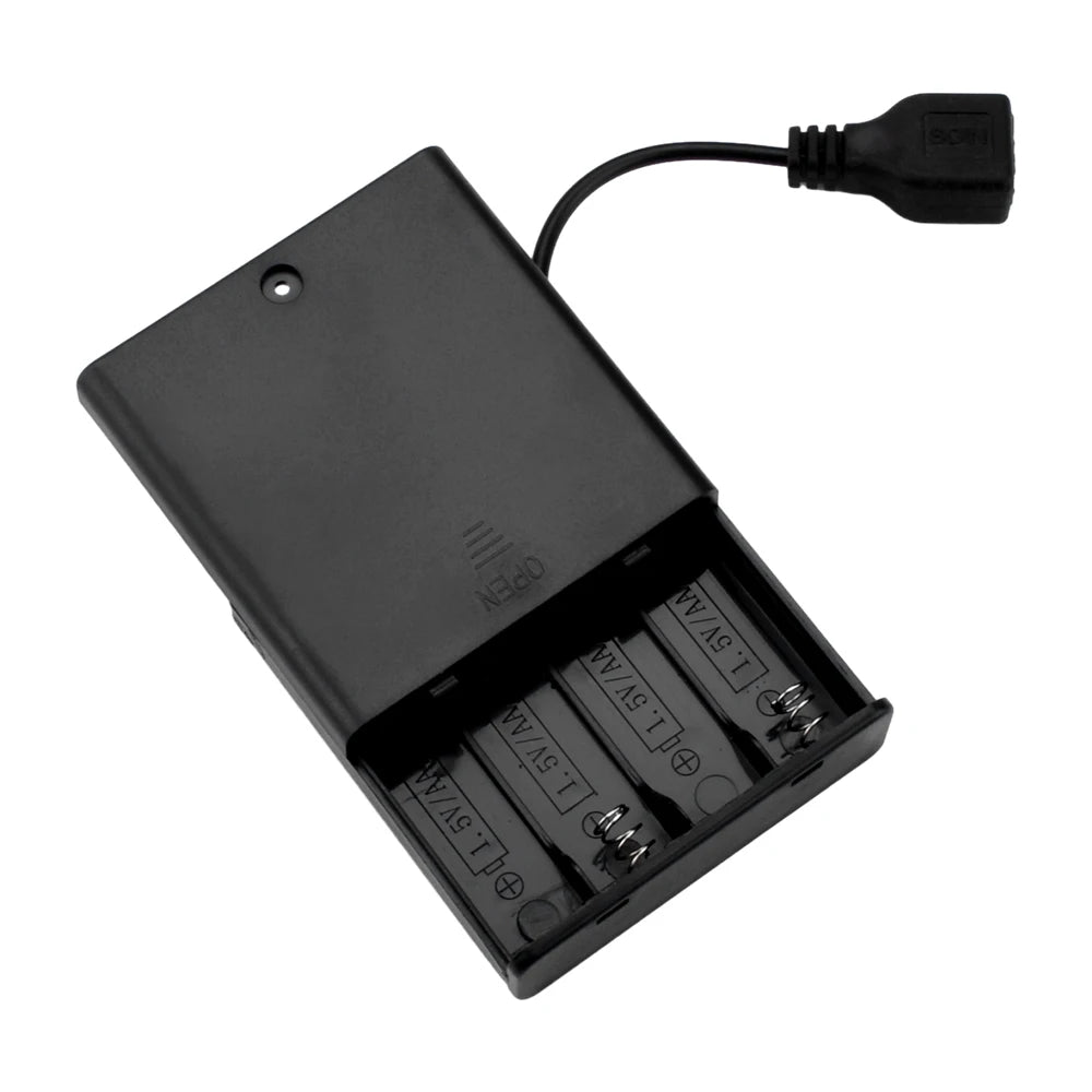 support batterie usb noir moderne batteries aa aaa compartiments mat