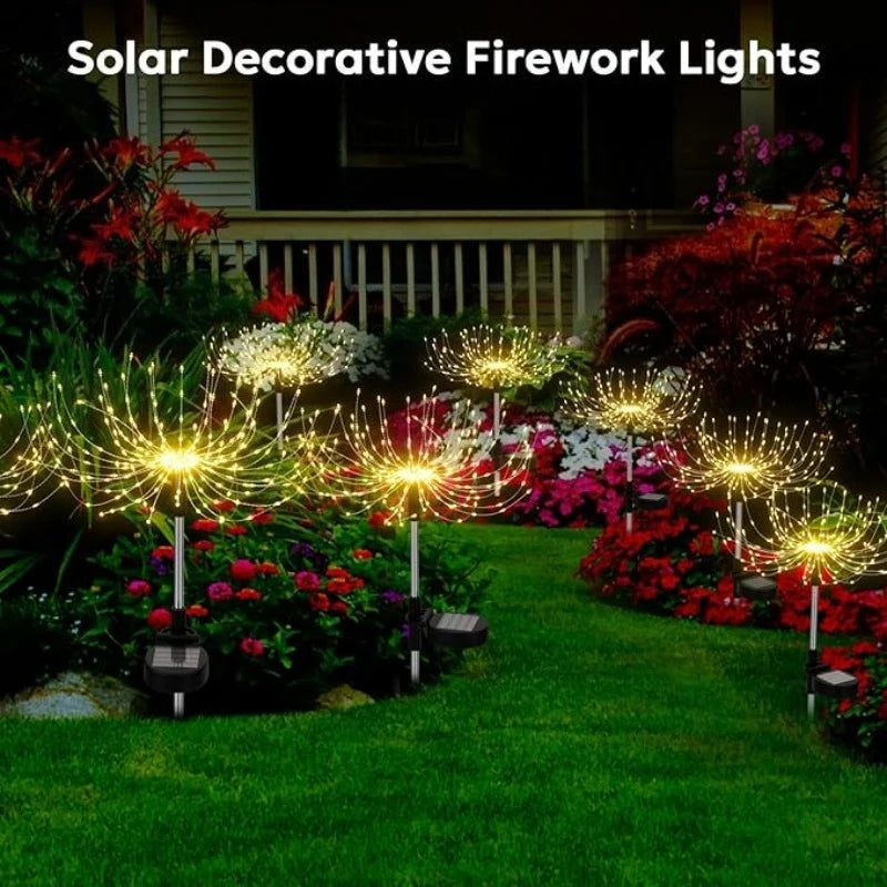 lumières décoratives solaires feux dartifice blanc doré moderne extérieures autoinstallation led jardin patio