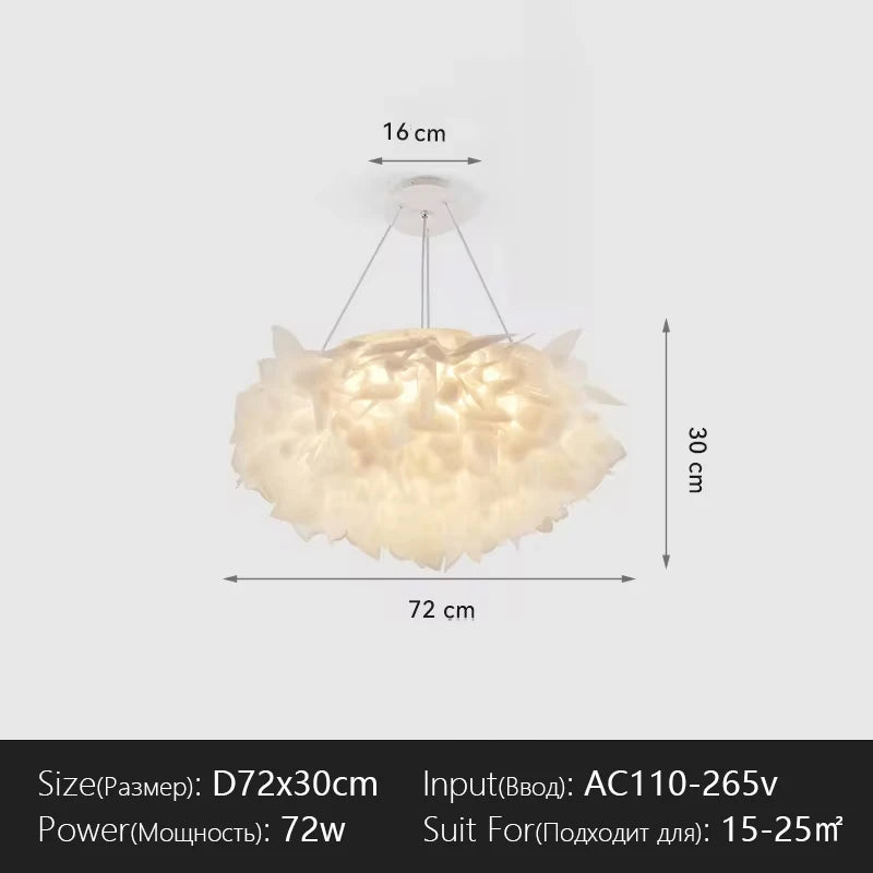 lampe suspension moderne blanc feuilles organique plaque led câbles télécommande