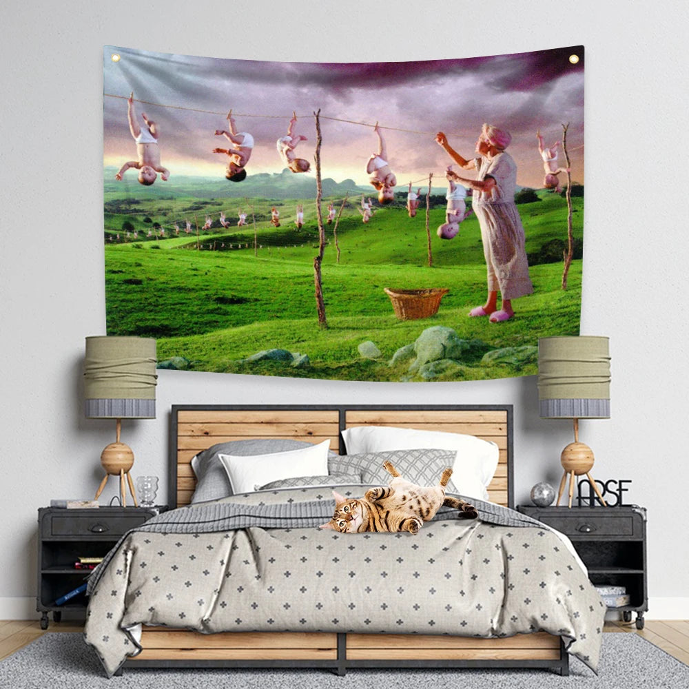 tapisserie murale décorative illustration artistique tissu polyester grande affiche chambre salon moderne suspendue