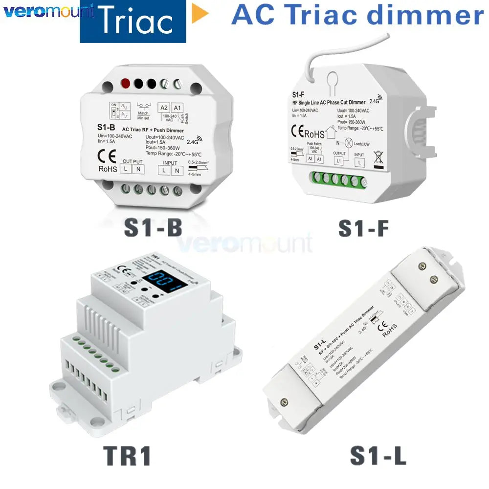 interrupteur lumière blanc moderne variateur rf push triac dimmer ac phase cut 240w pwm