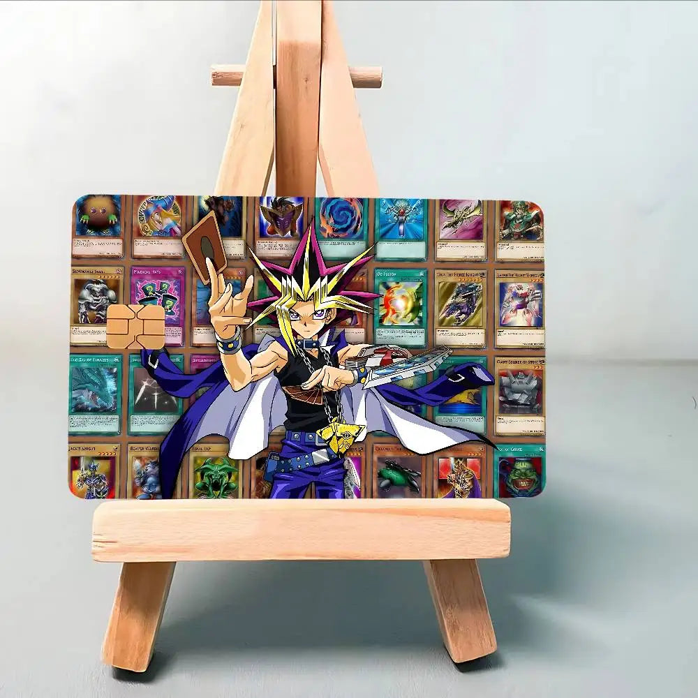 cartes jeu yu gi oh monster stickers adhésifs waterproof credit debit carte violet vert