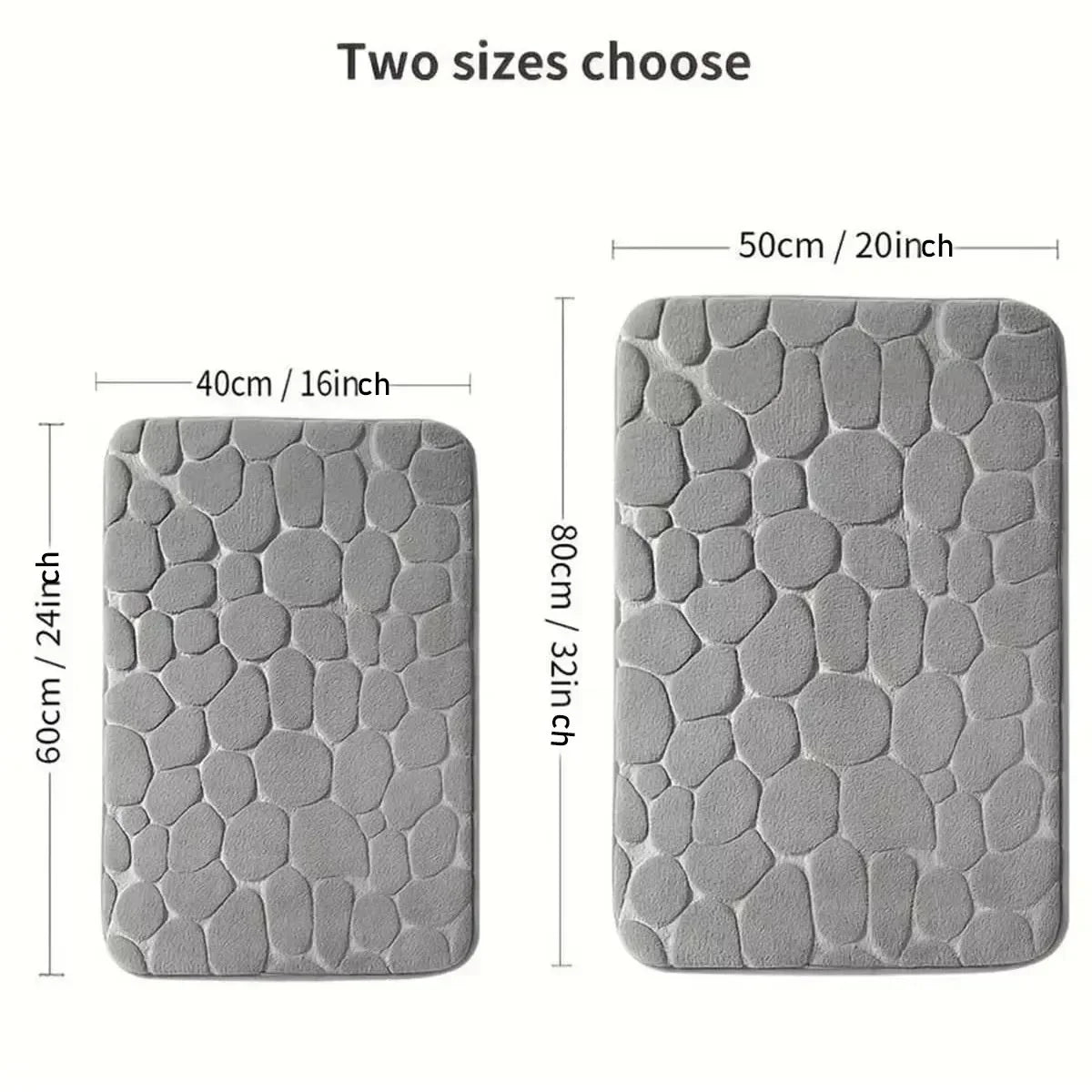 tapis bain gris antidérapant texture cailloux moderne absorbant lavable séchage rapide 40x60cm 20x32cm