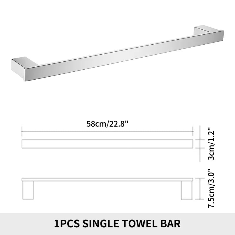 ensemble accessoires salle bain chrome moderne étagère murale porte serviettes porte savon porte rouleau