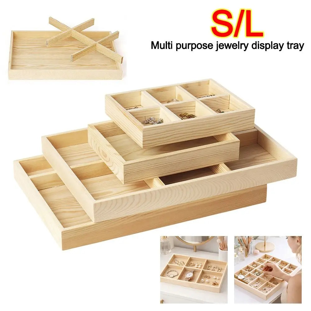 plateau présentation bijoux bois clair minimaliste compartiments rangement respectueux environnement
