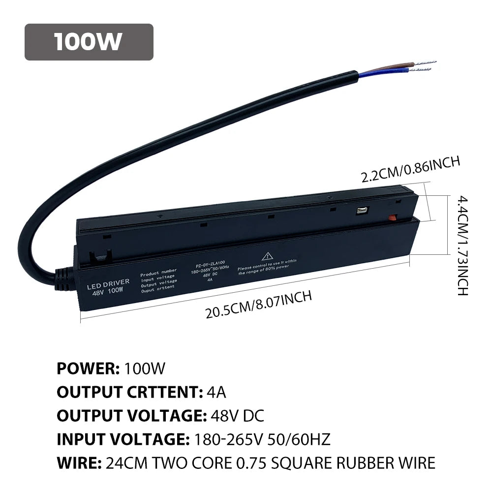 lampe led succion magnétique noir moderne 48v 100w 200w clips câble interrupteur