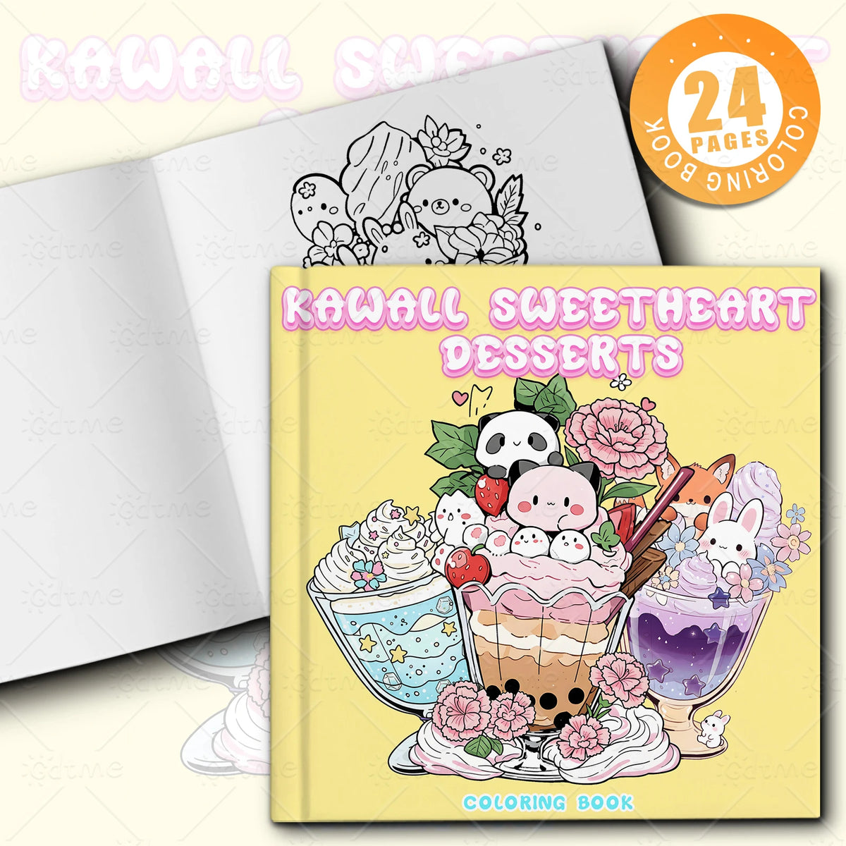 livre coloriage adultes dessins animés kawaii desserts animaux fleurs papier opaque crayons feutres gommes