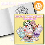 livre coloriage adultes dessins animés kawaii desserts animaux fleurs papier opaque crayons feutres gommes