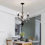 lustre led noir branches cristal contemporain élégant suspendu salon chambre
