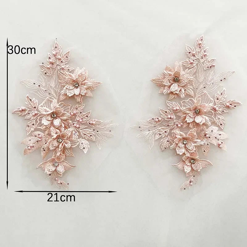 applique textile fleurs brodées strass violet rose noir 30x21cm coudre écolomanuelfait