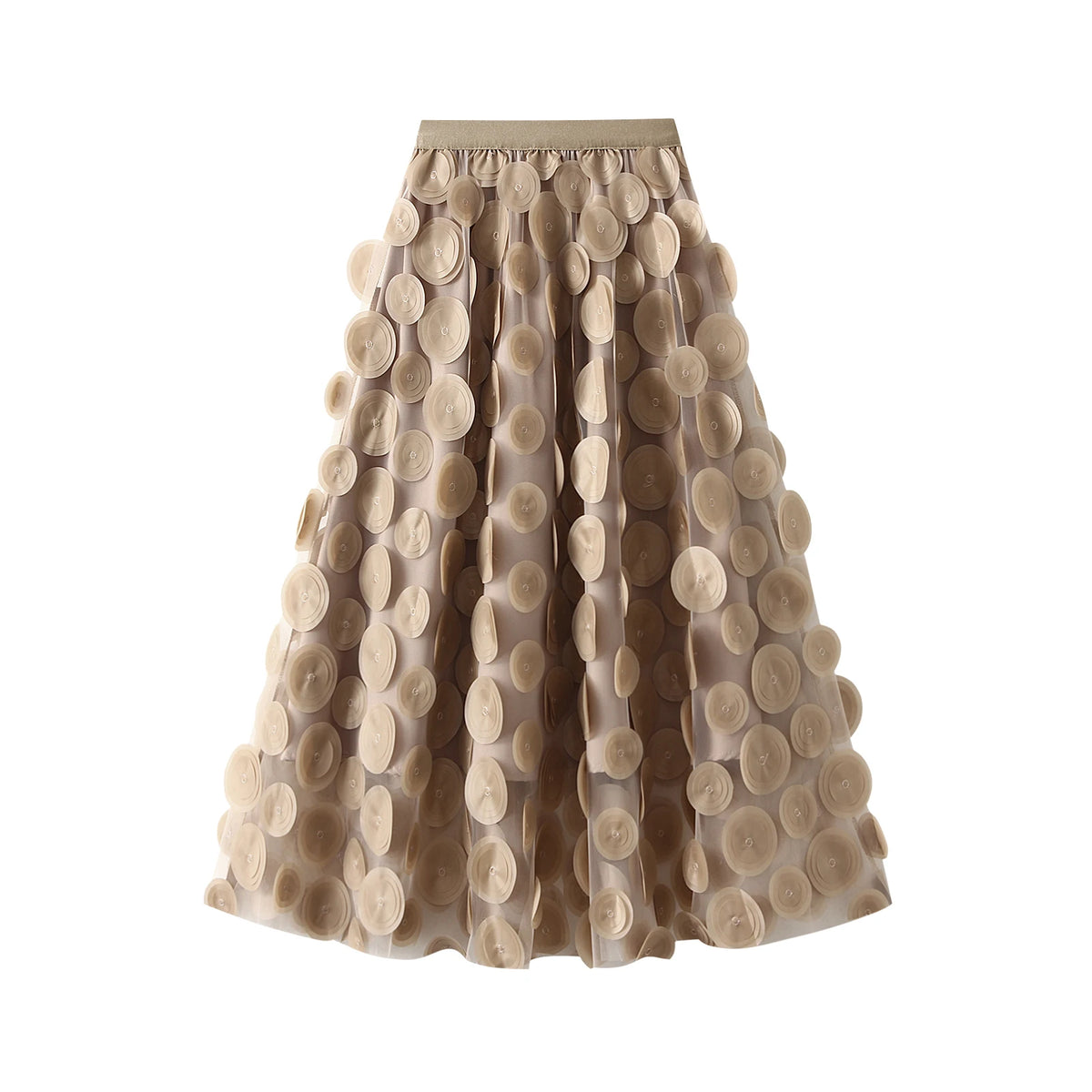 jupe marron rose transparente moderne élégante ceinture ajustable polyester femelle été mi mollet