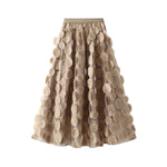 jupe marron rose transparente moderne élégante ceinture ajustable polyester femelle été mi mollet